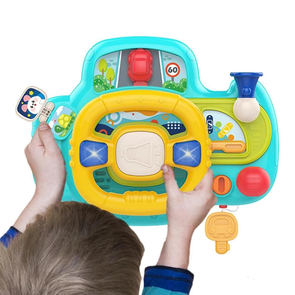 Fidtoy Interactive Steering Wheel Navigation Bridge Play Set for Babies Car Ride Pretend Driving Toy