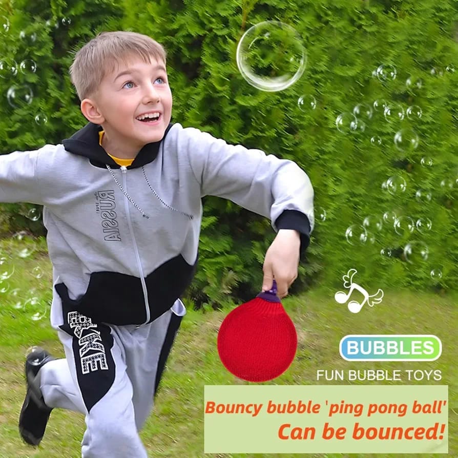 Fidtoy Magic Bubble Tennis Playset Activity for Kids Outdoor Bouncing Bubble Racket Game Age 2-6
