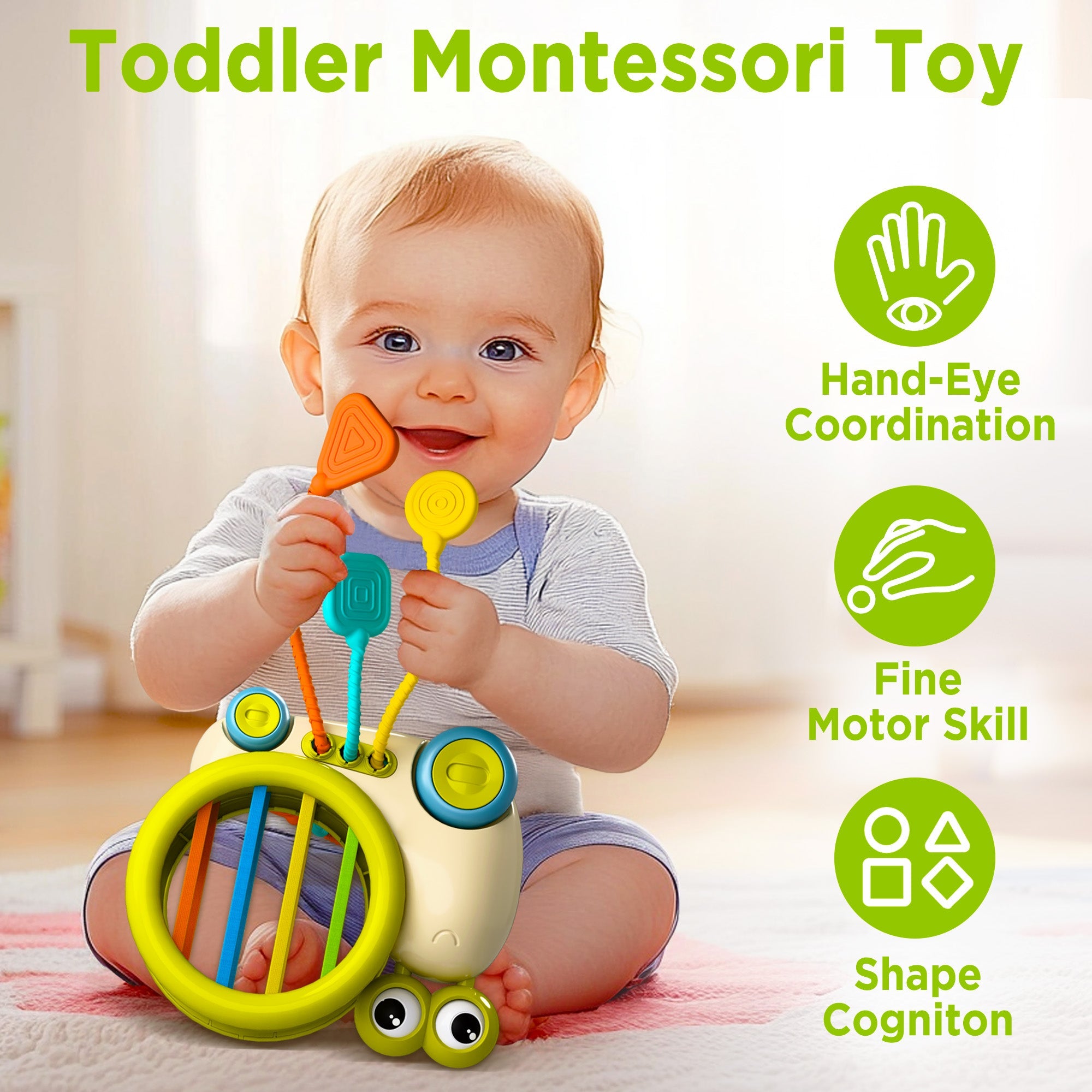 Fidtoy Snail Shape Sorter Push Toy for Babies and Toddlers