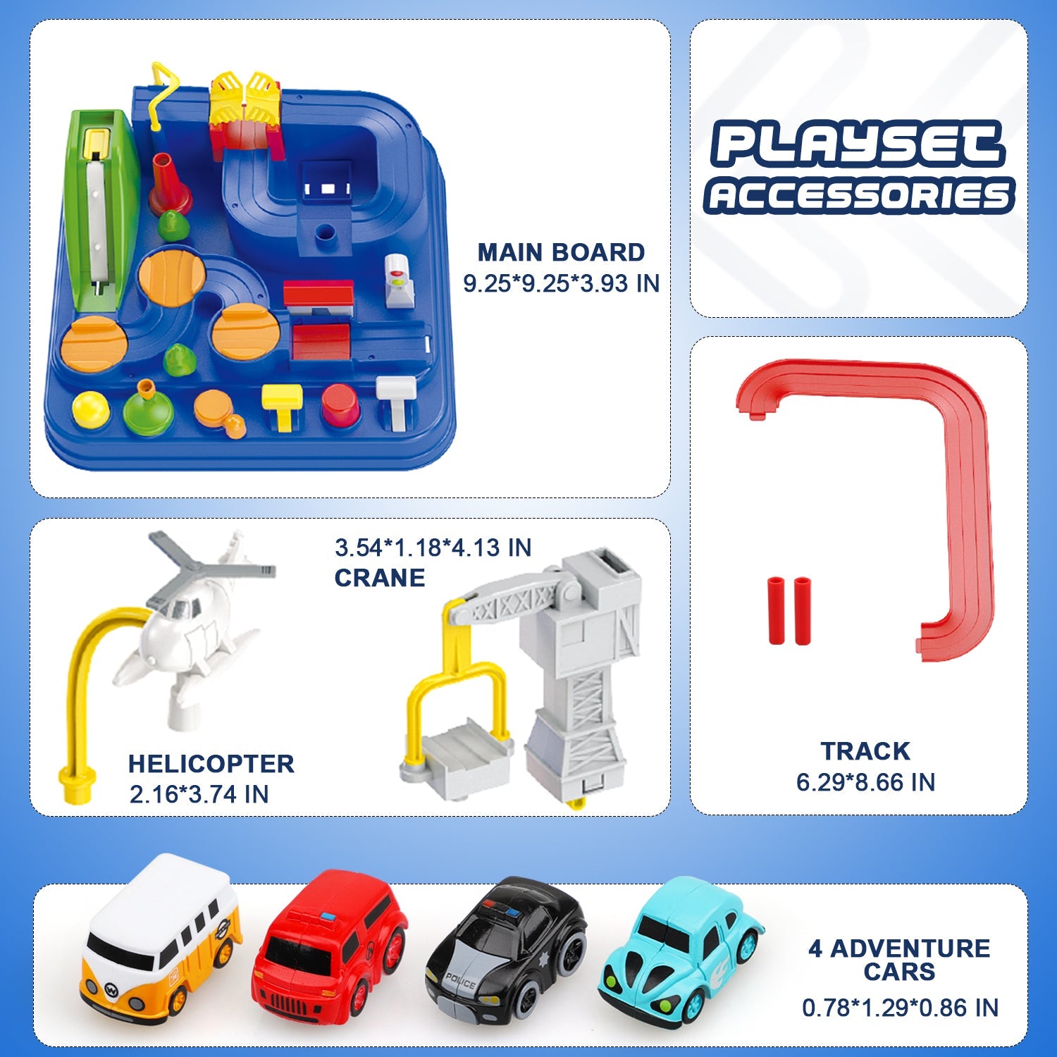 Fidtoy Car Adventure Track Set with 4 Mini Cars for Kids