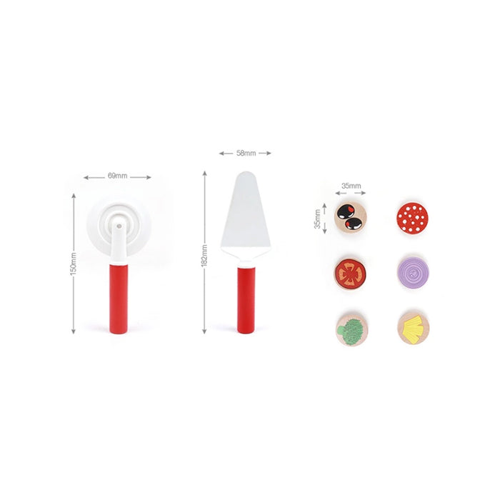 Ensemble de jeu de pizza en bois - Jouets de motricité fine