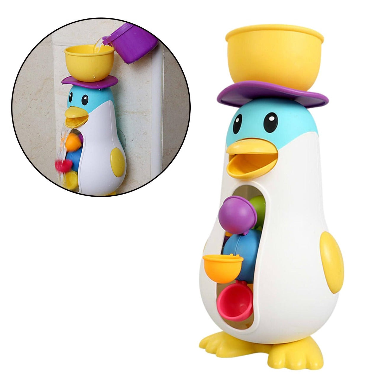 Joli jouet de bain Pingouin à roue à aubes - 010