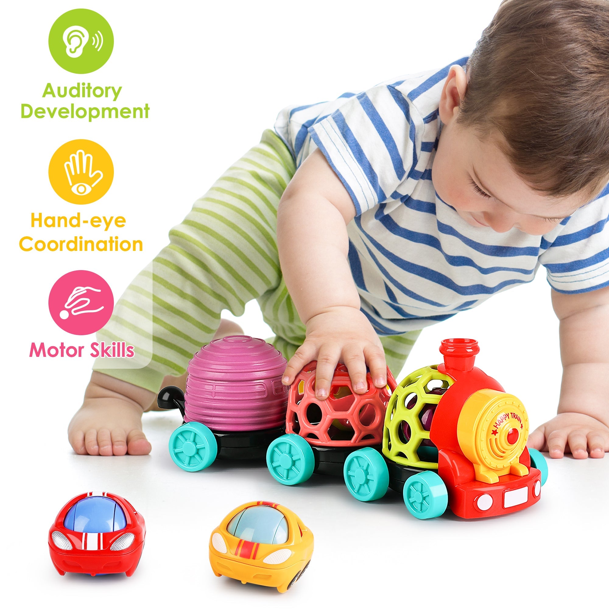 Fidtoy Baby Rattle Roll Train Toy Set for 6-12 Months