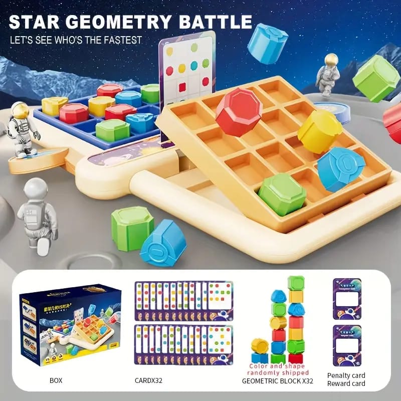 Fidtoy Planet Geometry Shape Matching Game Multiplayer Challenge Space Theme Pattern Matching Board Game for Kids Ages 3+