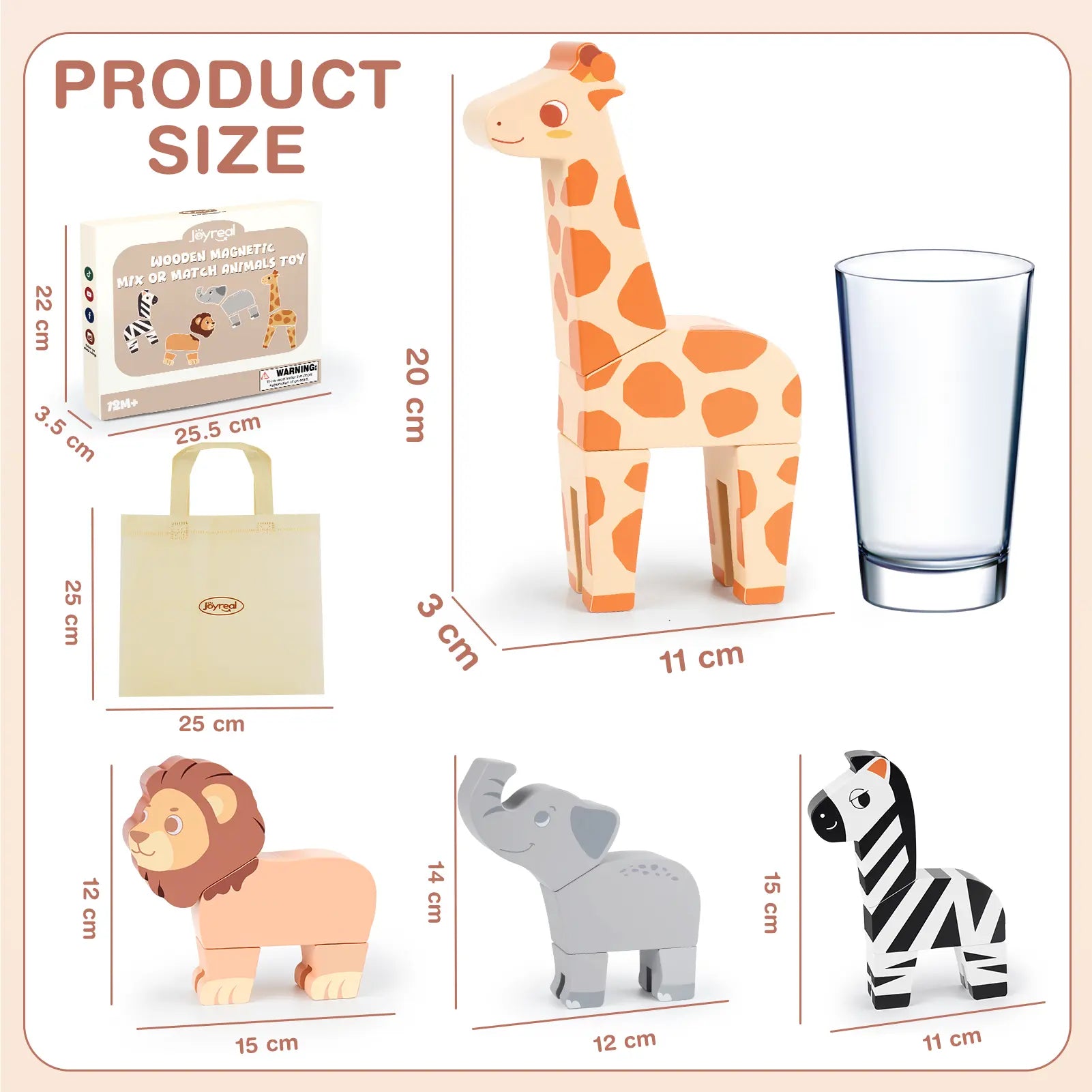 Fidtoy 16PCS Magnetic Mix & Match Jungle Animals for Ages 1–5