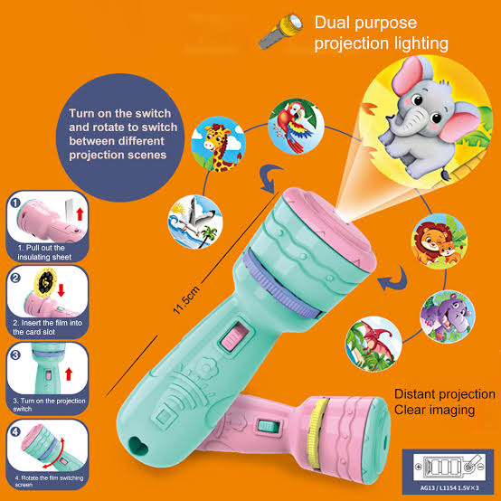 Fidtoy Mini Multiple Flash Light Projection Play Set for Kids Storytelling Bedtime Pattern Projector Toy