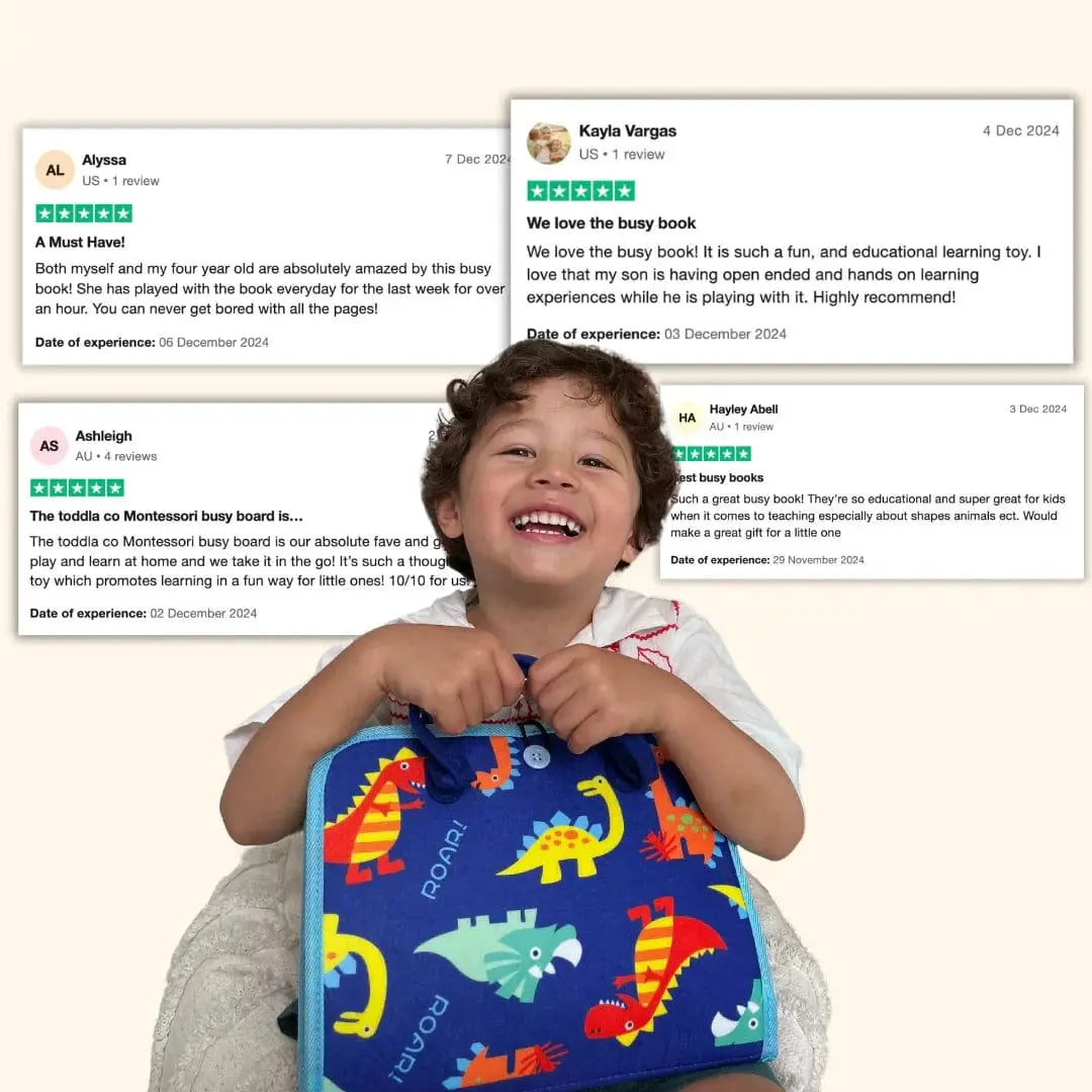 Fidtoy 7 in 1 Sensory Kit – Montessori Busy Board Book for Toddlers, Fine Motor Skills, Travel Quiet Toy