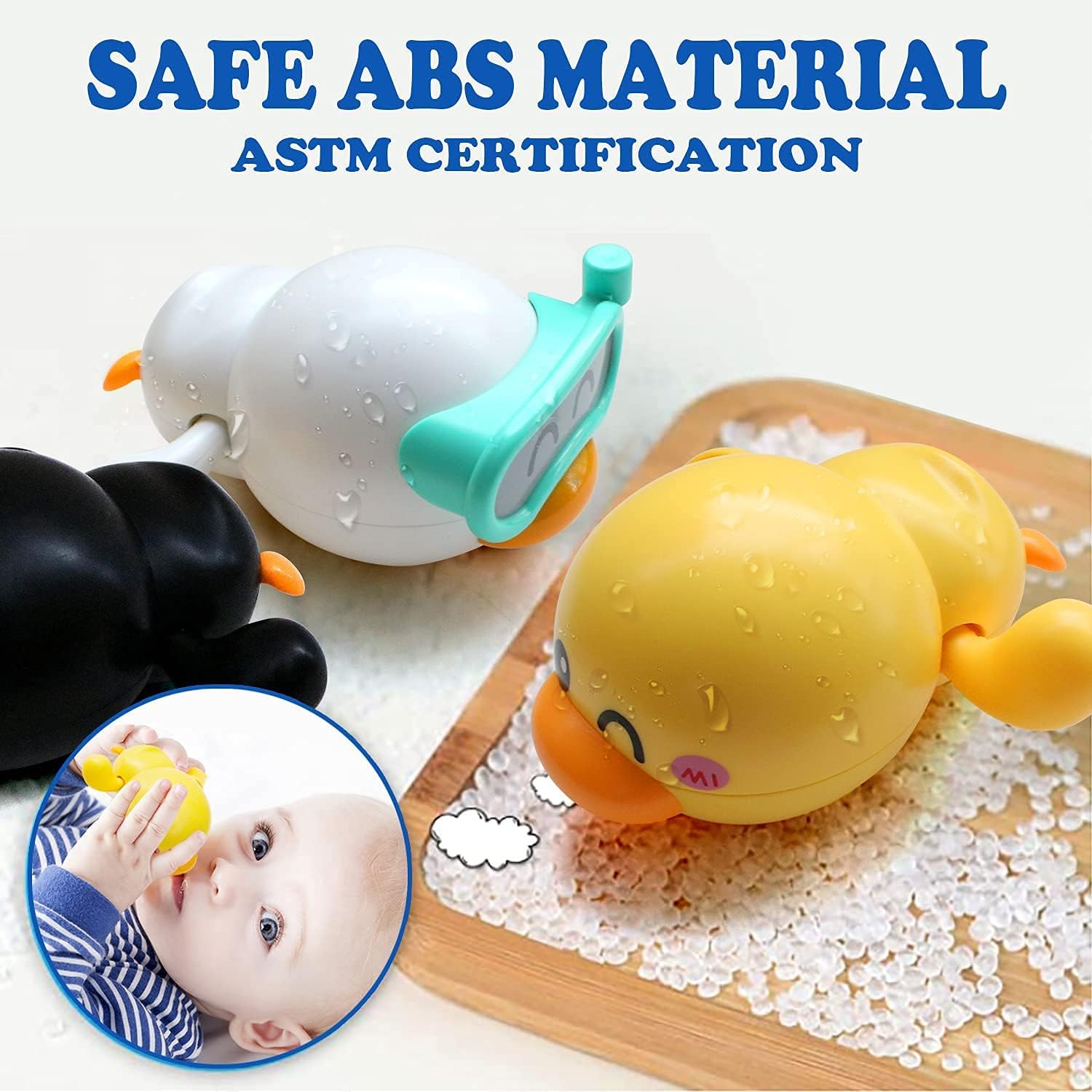 Fidtoy Juguetes de Baño de Patos de Cuerda – Paquete de 3 para la Diversión del Baño de Niños Pequeños