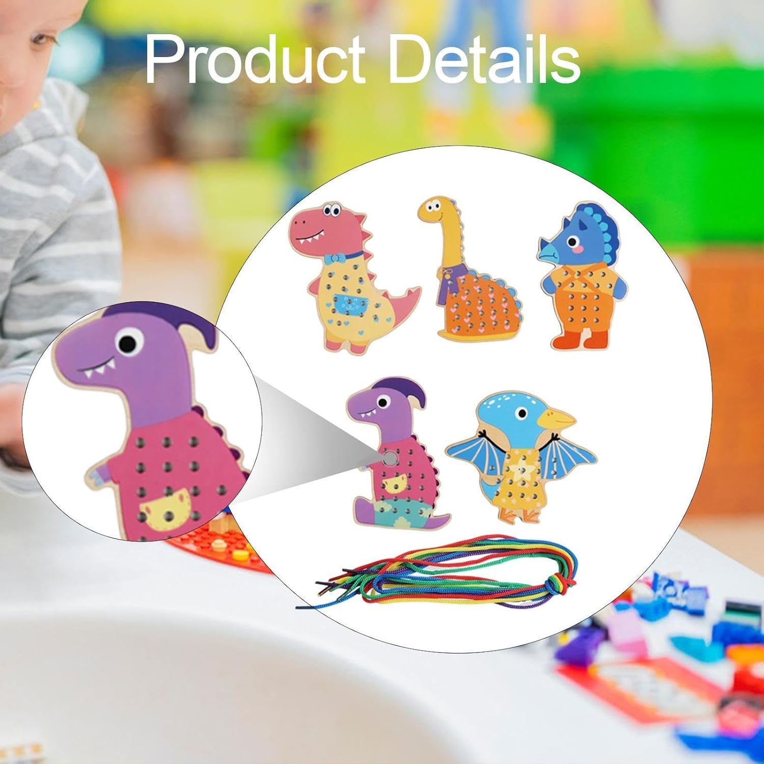 Cartes à lacer pour enfants d'âge préscolaire et jouets de motricité fine pour enfants, cartes à coudre en bois, style B