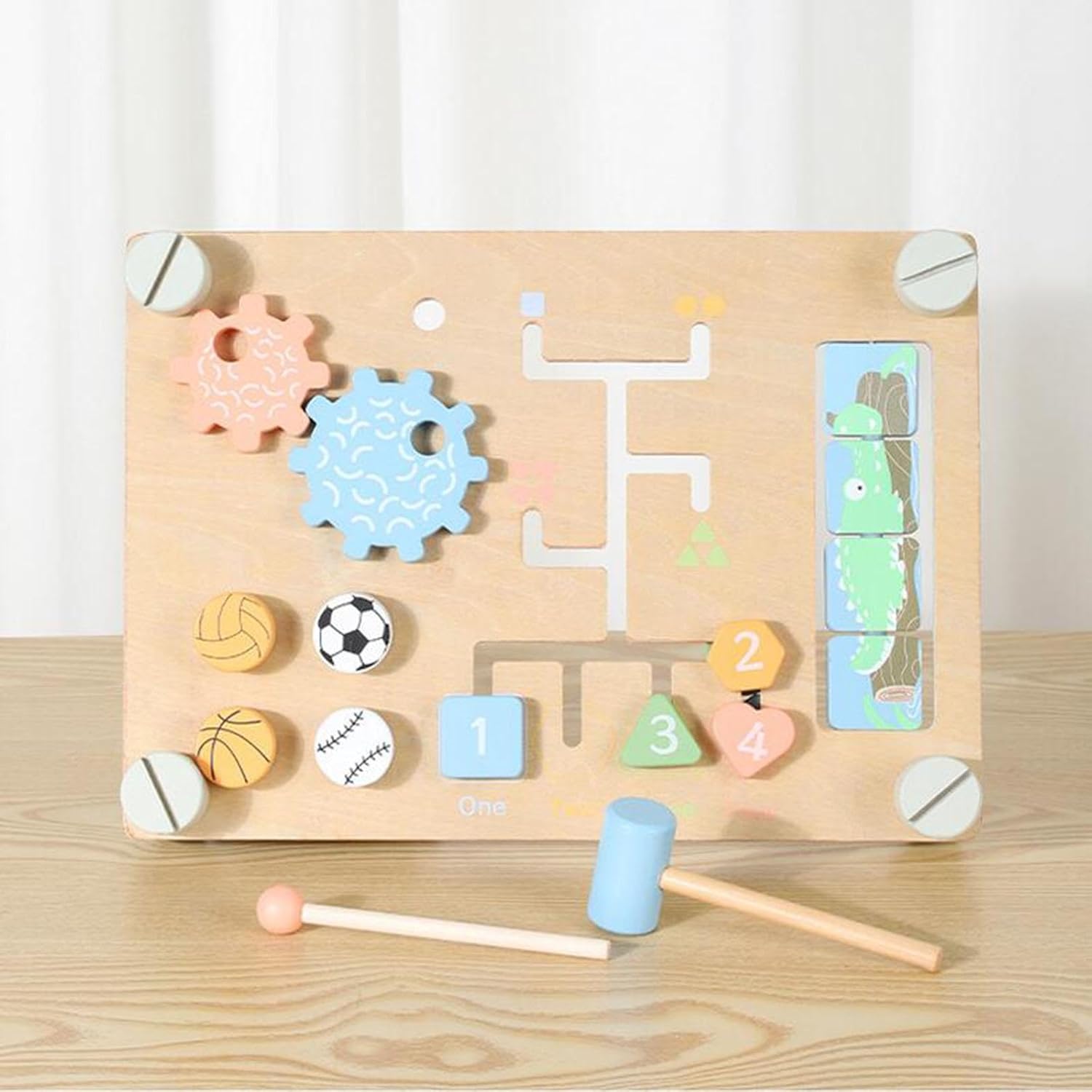 BNF Tabla de actividades de doble cara Juguete educativo Tablero sensorial de engranajes y piano para bebés | Juguetes para bebés | Juguetes de desarrollo para bebés1 Tambor de juguete para niños