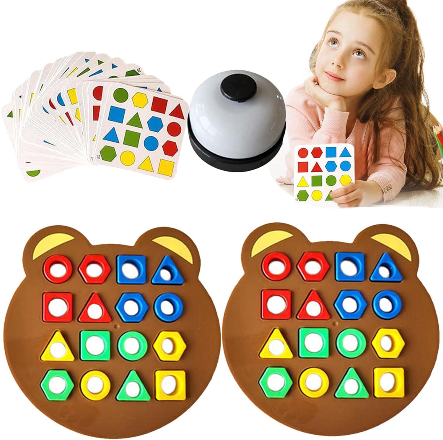 Fidtoy Jeu de société en bois pour enfants avec reconnaissance des couleurs et des formes
