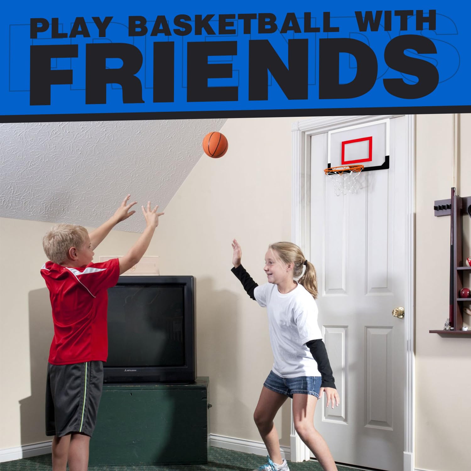 Juego de canasta de baloncesto pequeña de interior Fidtoy con 4 pelotas