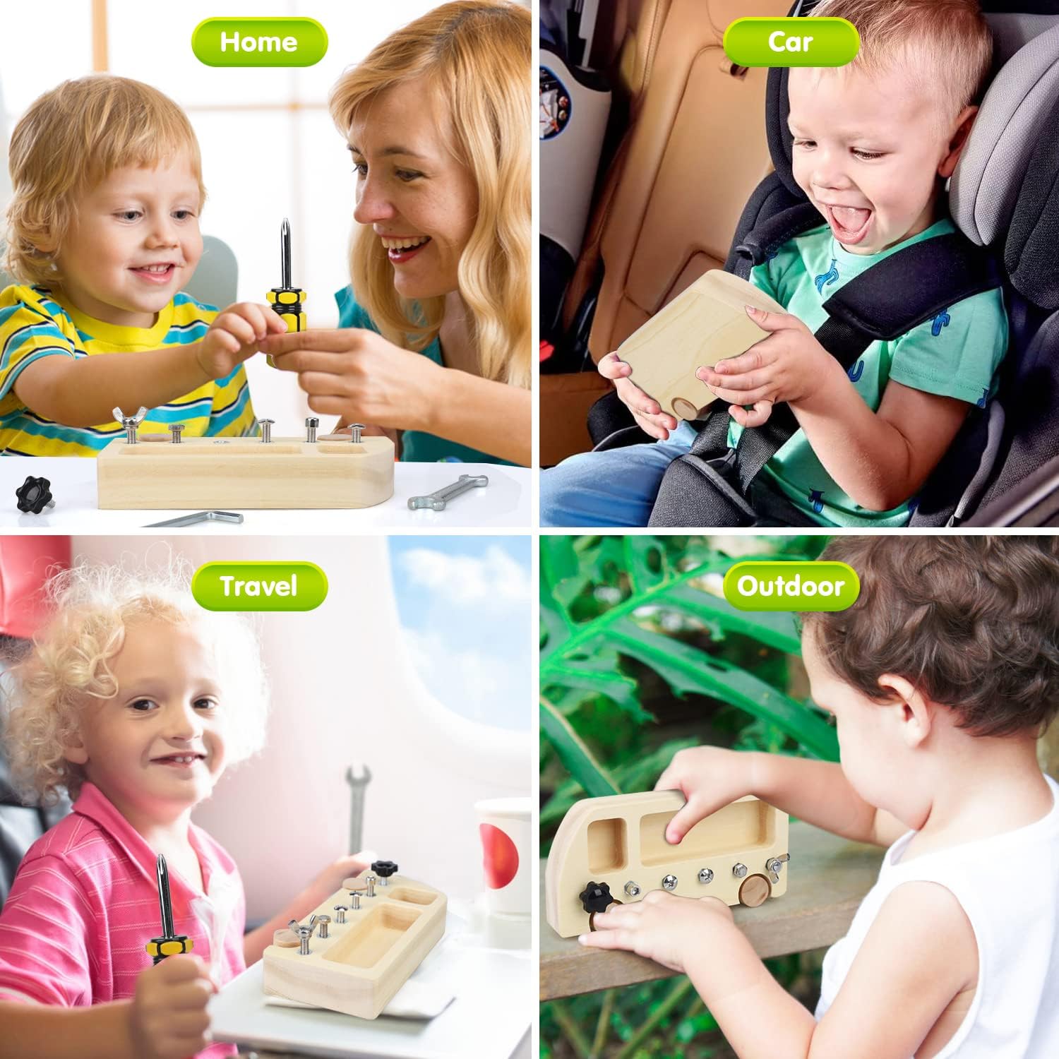 TOY Life Plateau de tournevis Montessori en bois pour tout-petits et enfants de 3, 4 et 5 ans, jouets d'apprentissage préscolaire sensoriels Busy Bus