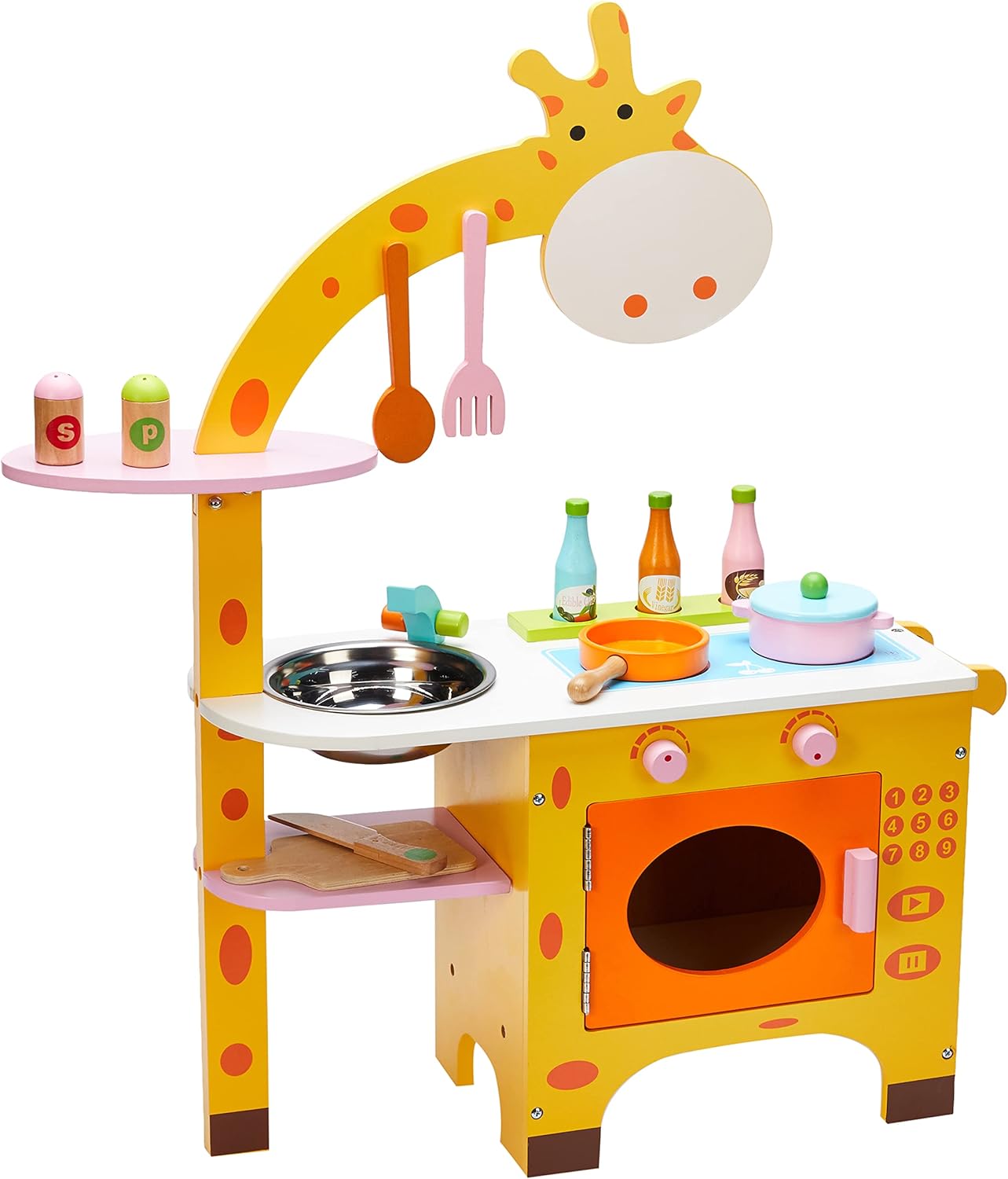 Fidtoy Giraffe Wooden Kitchen Set for Kids Pretend Play