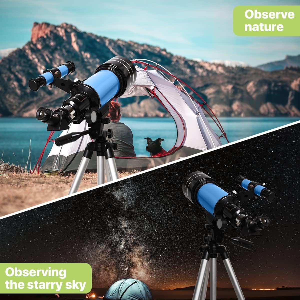 Télescope astronomique réfracteur Fidtoy 70 mm pour débutants