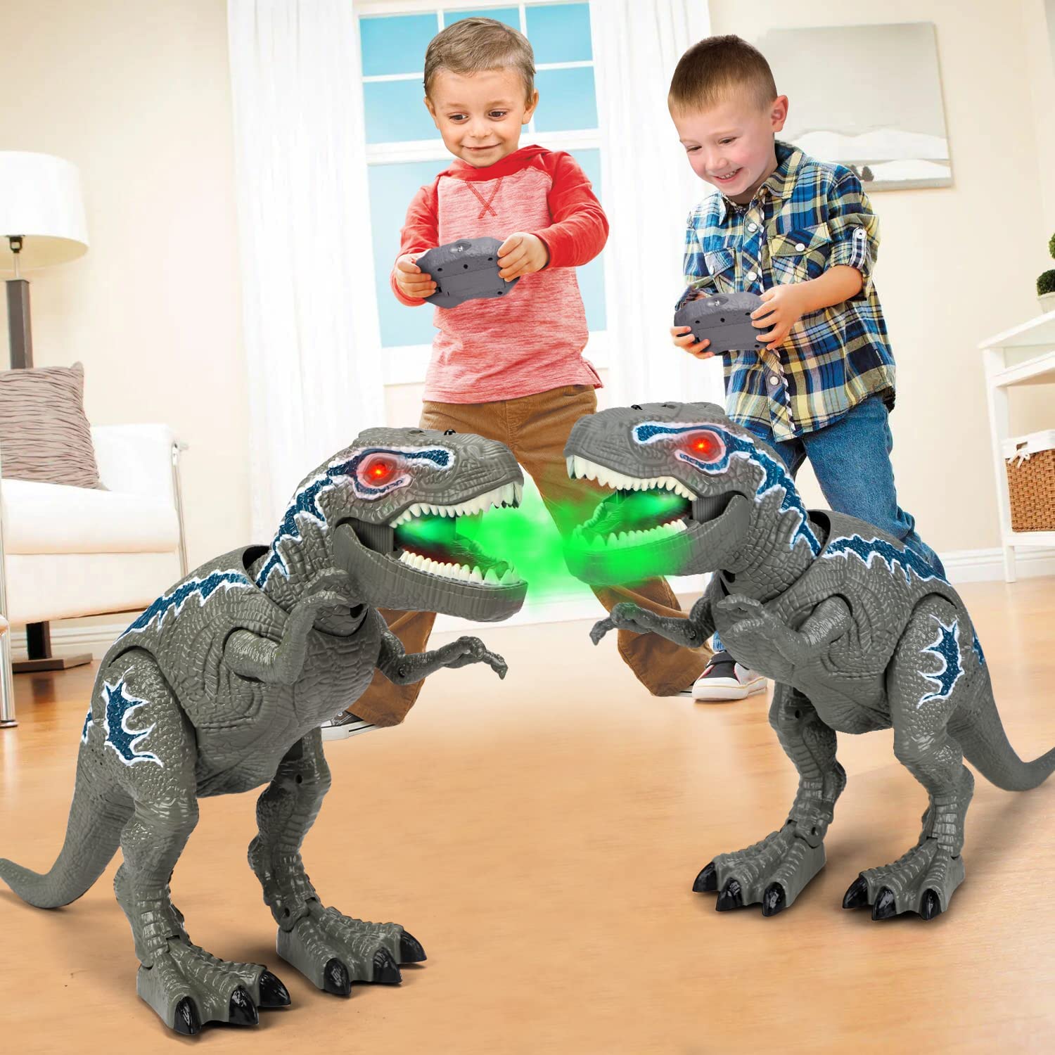 Fidtoy Remote Control T-Rex Dinosaur Toy with Mist Spray for Kids
