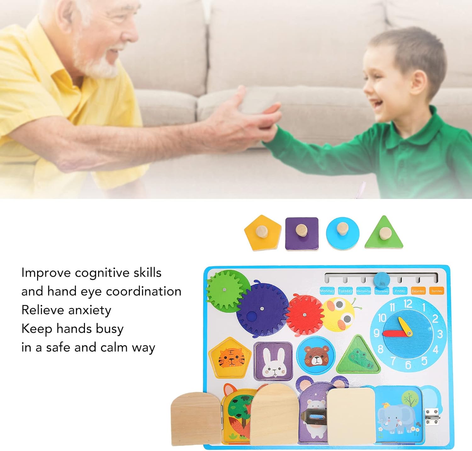 Manta de actividades Horoper para demencia, tablero de actividades sensoriales para personas mayores, alivia el estrés, mejora la coordinación, reconfortante, actividades sensoriales para demencia.