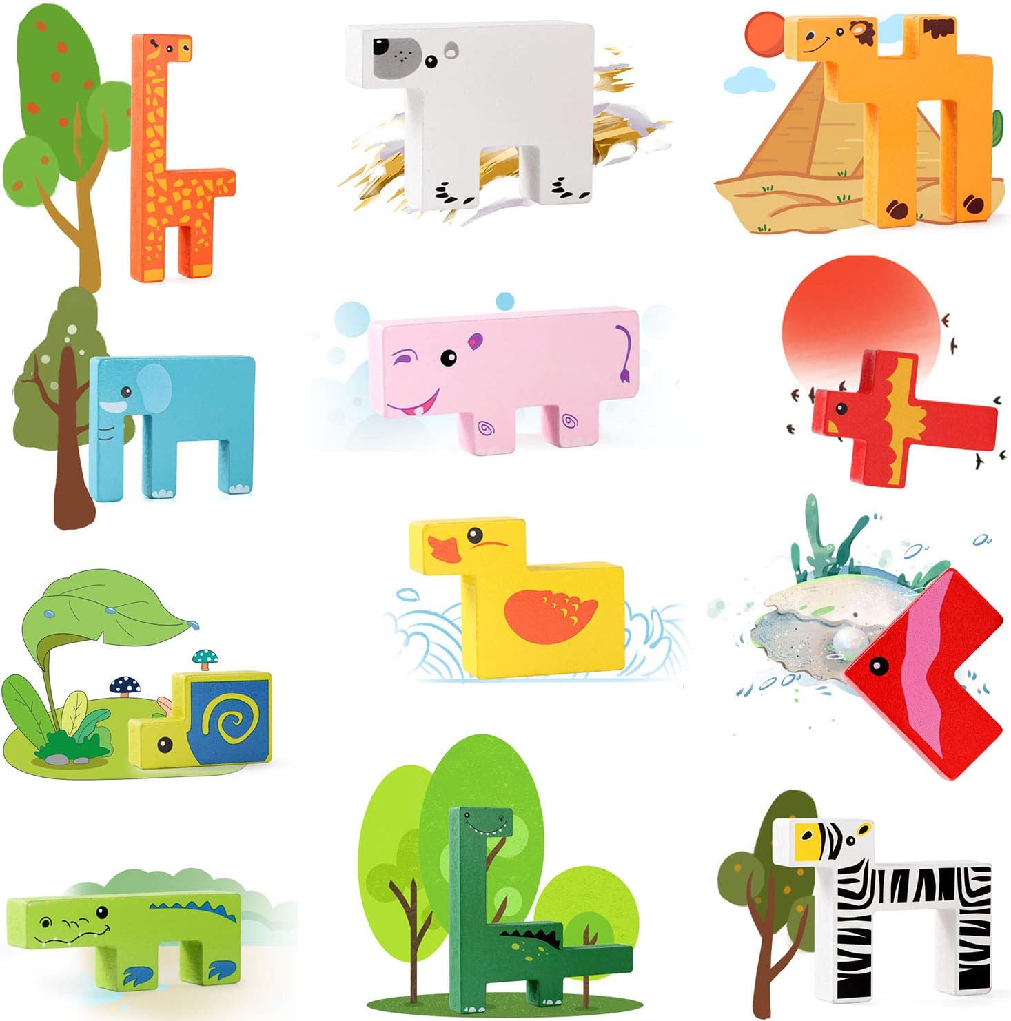Jeu de société créatif en bois sur le thème des animaux - 298