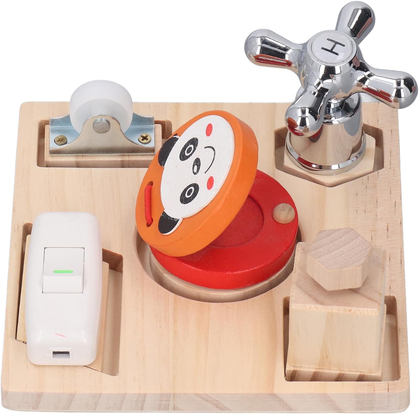Fidtoy Montessori Busy Board Toy for Toddlers Shape Matching Wooden Sensory Board Fine Motor Skills Learning Toy Educational Puzzle Travel Quiet Toy