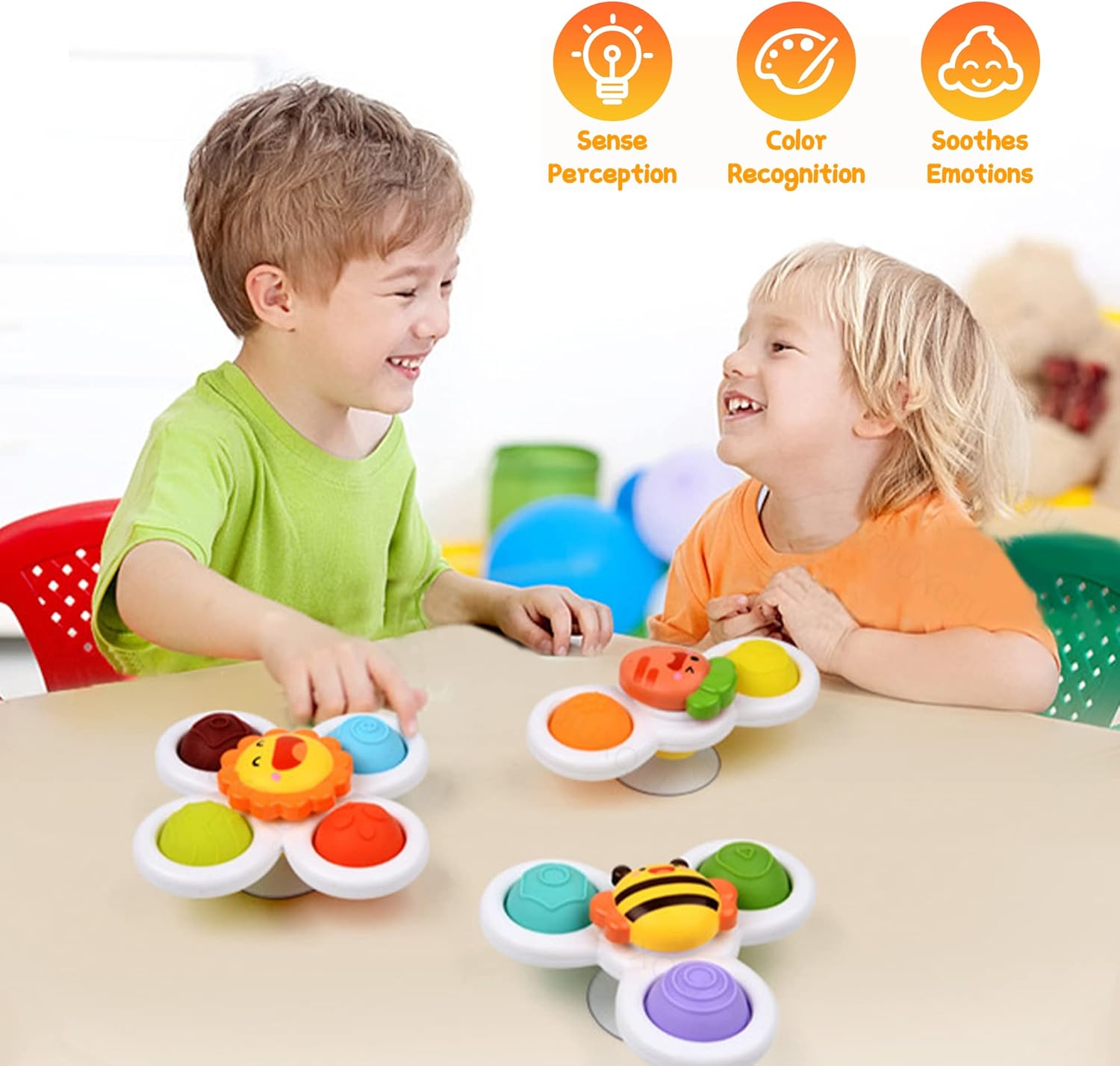 Fidtoy Baby Suction Cup Spinner 3 pieces Toy Pop It Sensory Bath Toy
