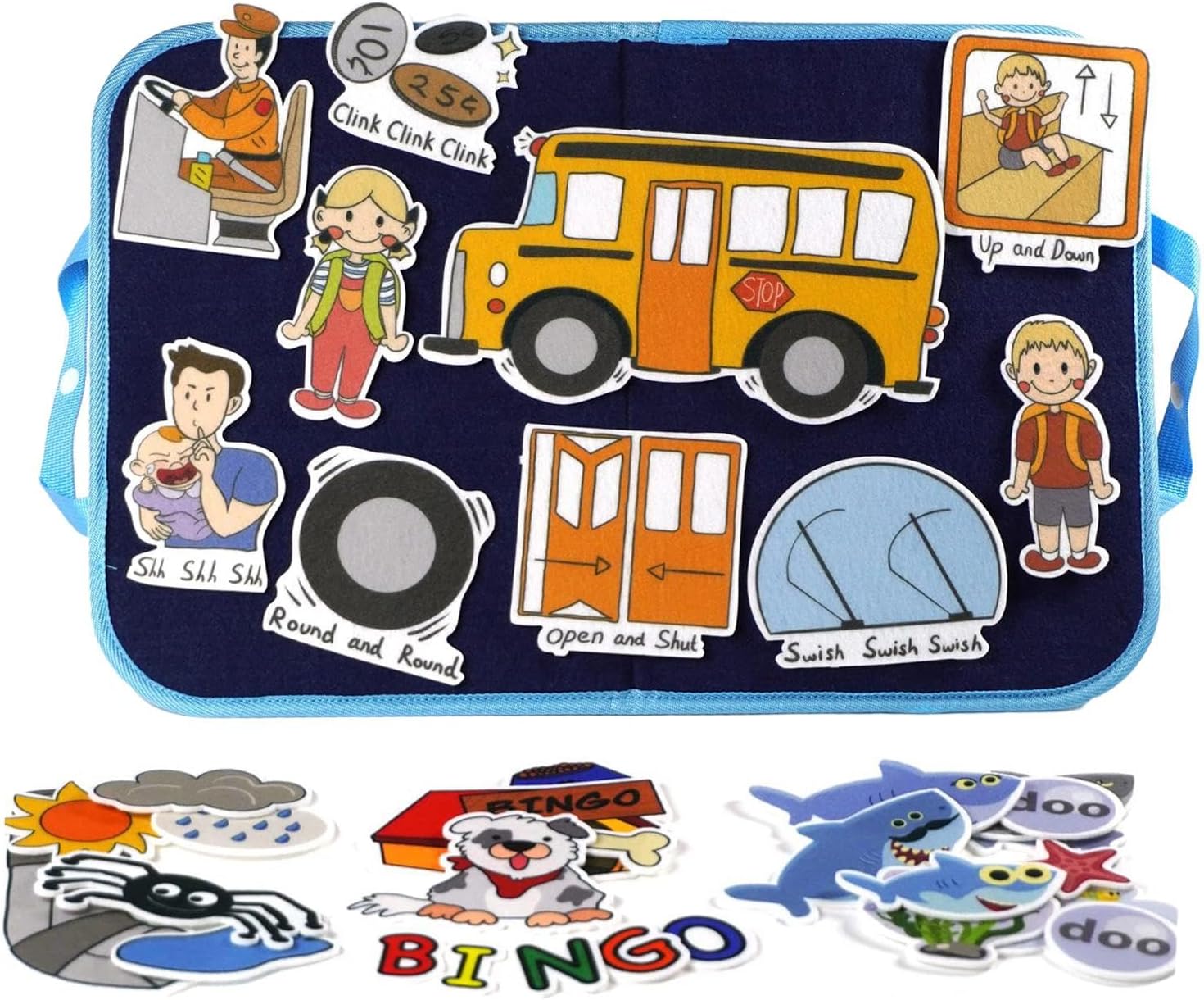 Montessori Portable Felt Story Board Sensory Fine Motor Skill Preschool Activity Interactive Valentine's Day Gifts p, bus