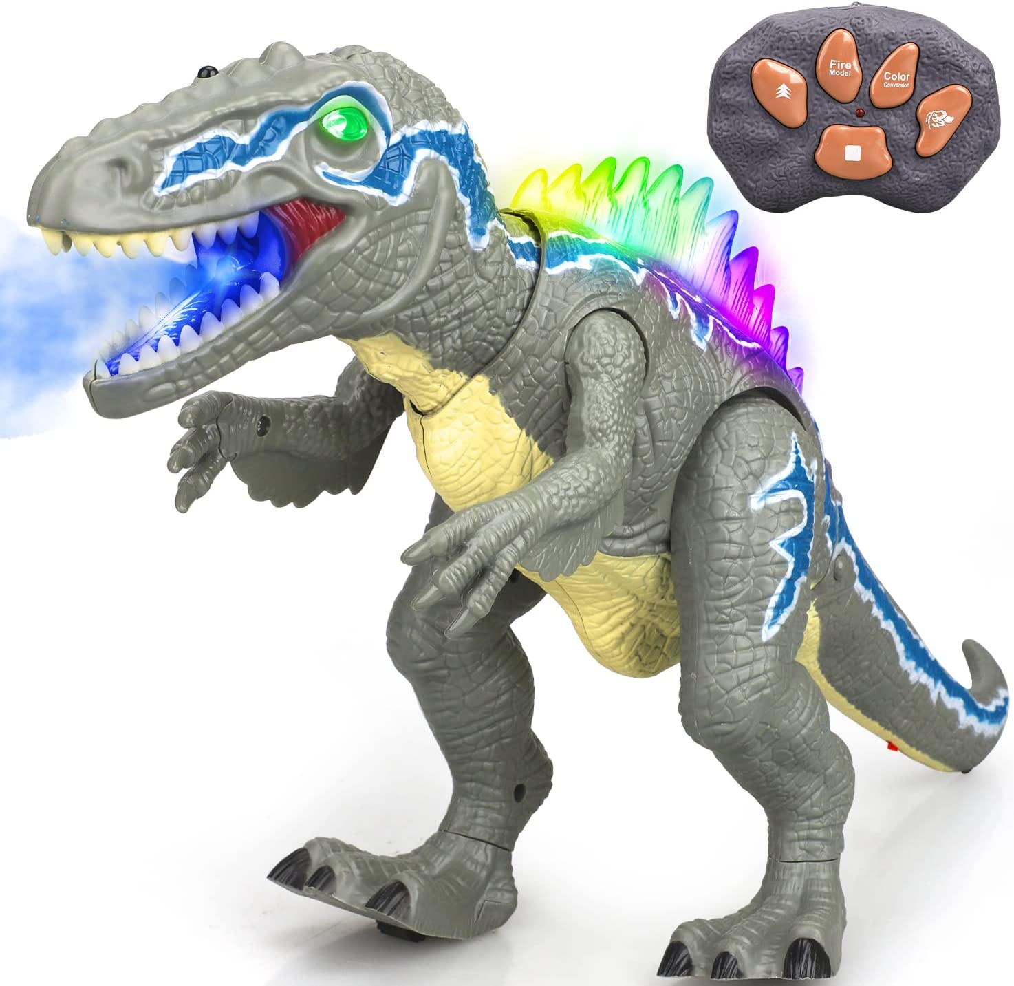 Fidtoy Remote Control Dinosaur Toy with Mist Spray for Kids