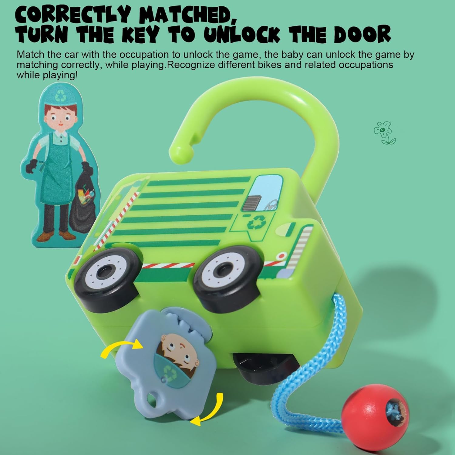 Fidtoy Juego de Juguetes de Bloqueo y Llave a Juego, Cerraduras de Aprendizaje Montessori para Niños Pequeños, Reconocimiento de Colores, Habilidades Motrices Finas, Juguete Educativo de Rompecabezas, Juguete Silencioso de Viaje, Regalo
