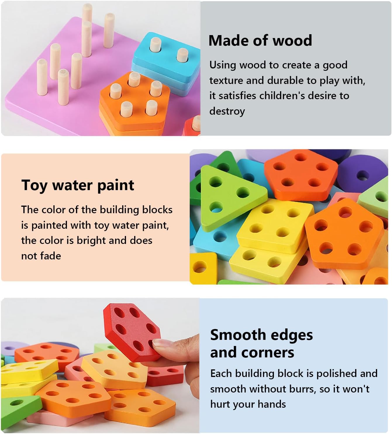 Blocs de construction en bois et six jeux de colonnes - 60A