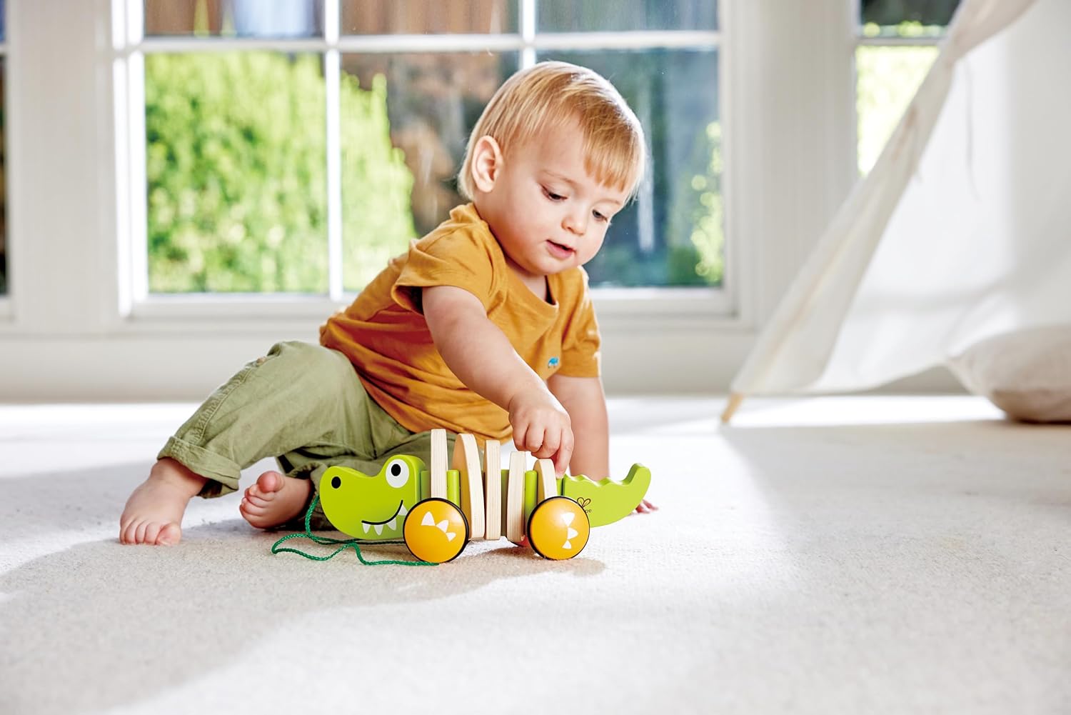 Fidtoy Crocodile à Tirer en Bois, Jouet de Marche pour Tout-Petits