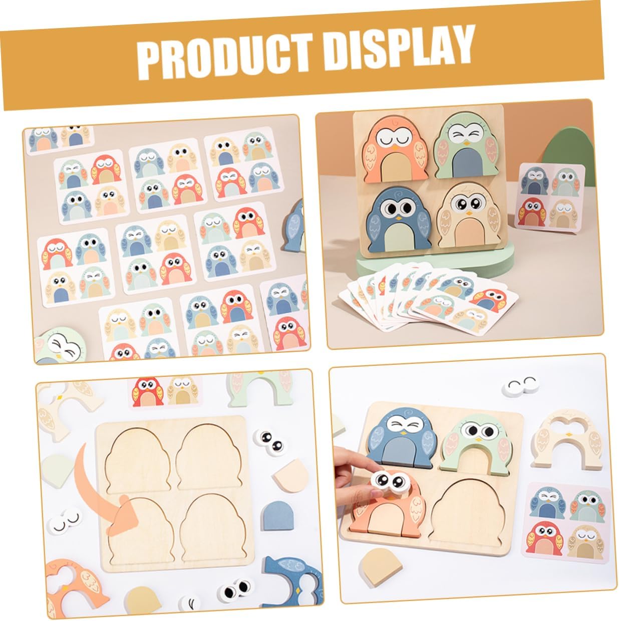 Fidtoy Animal Expression Puzzle Montessori Wooden Matching Puzzle Toy for Kids Emotional Learning Face Matching Fine Motor Skills Educational Gift