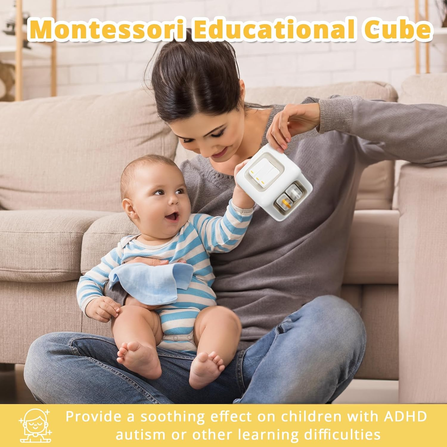 Fidtoy Montessori Busy Cube Sensory Toy for Toddlers 6-in-1 Activity
