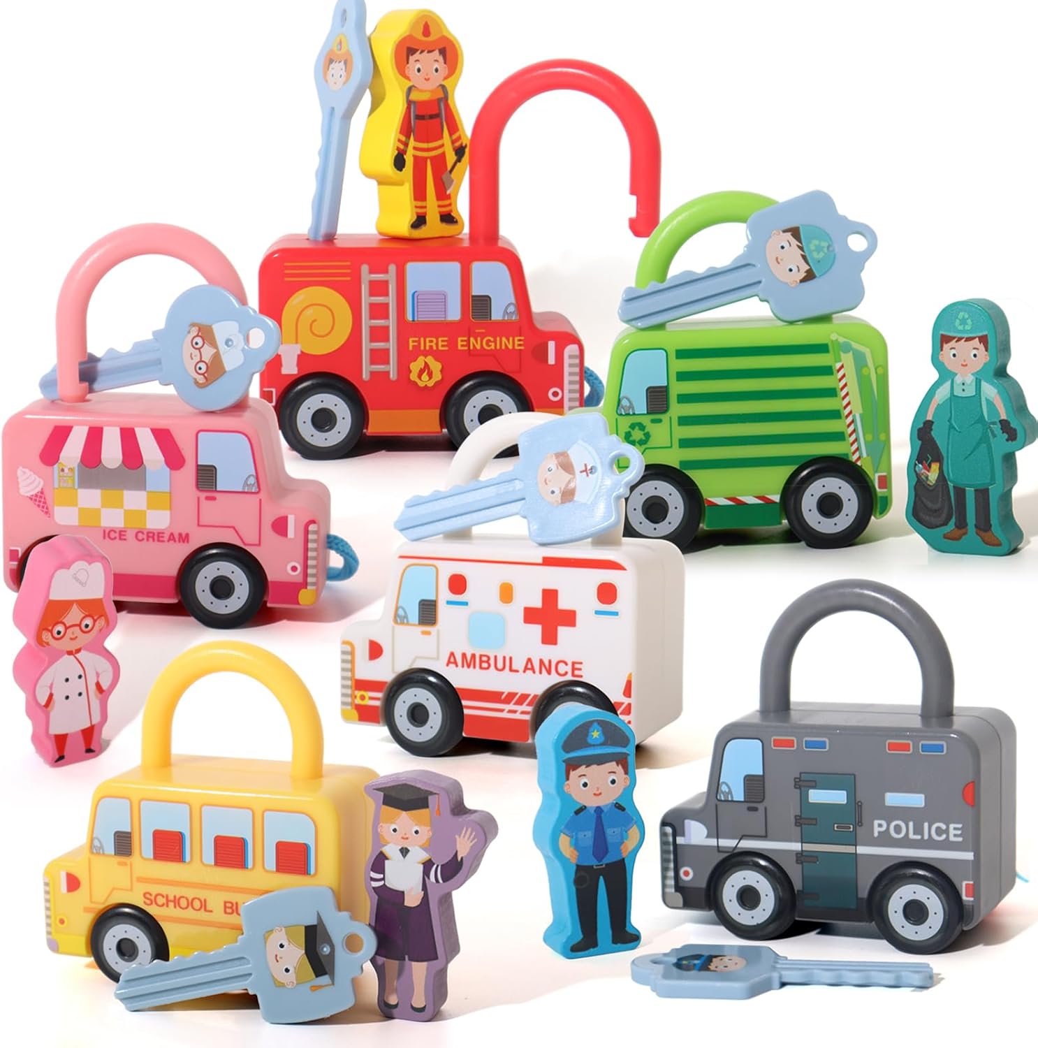 Fidtoy Juego de Juguetes de Bloqueo y Llave a Juego, Cerraduras de Aprendizaje Montessori para Niños Pequeños, Reconocimiento de Colores, Habilidades Motrices Finas, Juguete Educativo de Rompecabezas, Juguete Silencioso de Viaje, Regalo