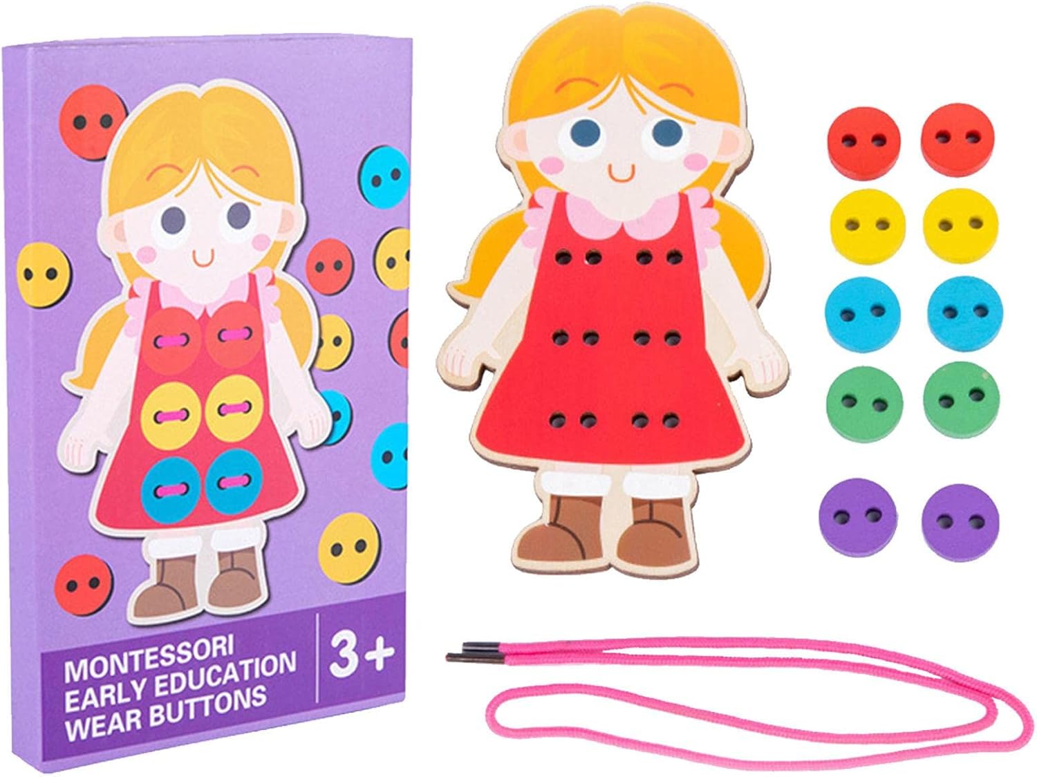 Kongou Bouton à Coudre Jouet | Cartes à Coudre pour Enfants pour Apprendre les Compétences de Base, Jeu de Motricité Fine Montessori pour le Développement