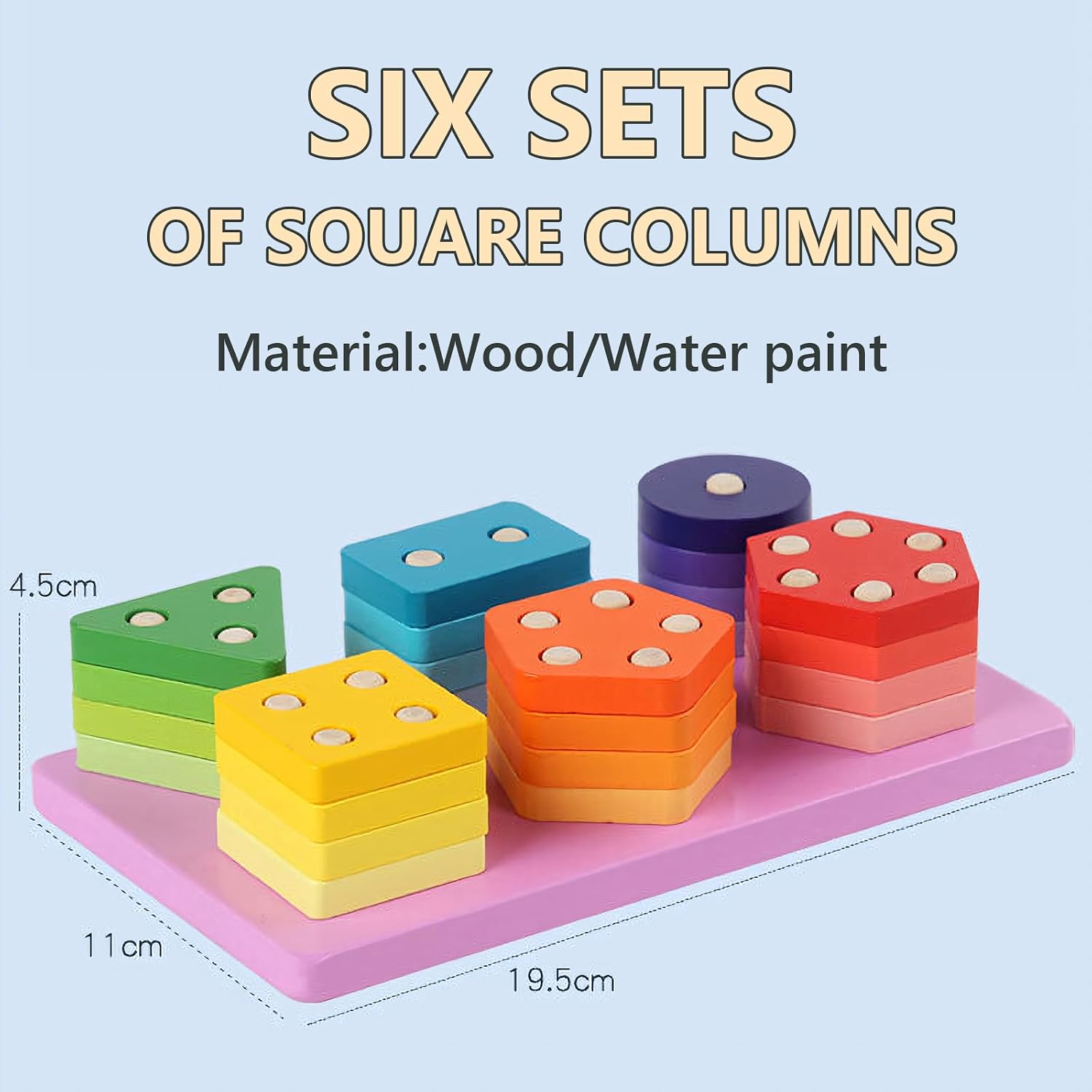Blocs de construction en bois et six jeux de colonnes - 60A