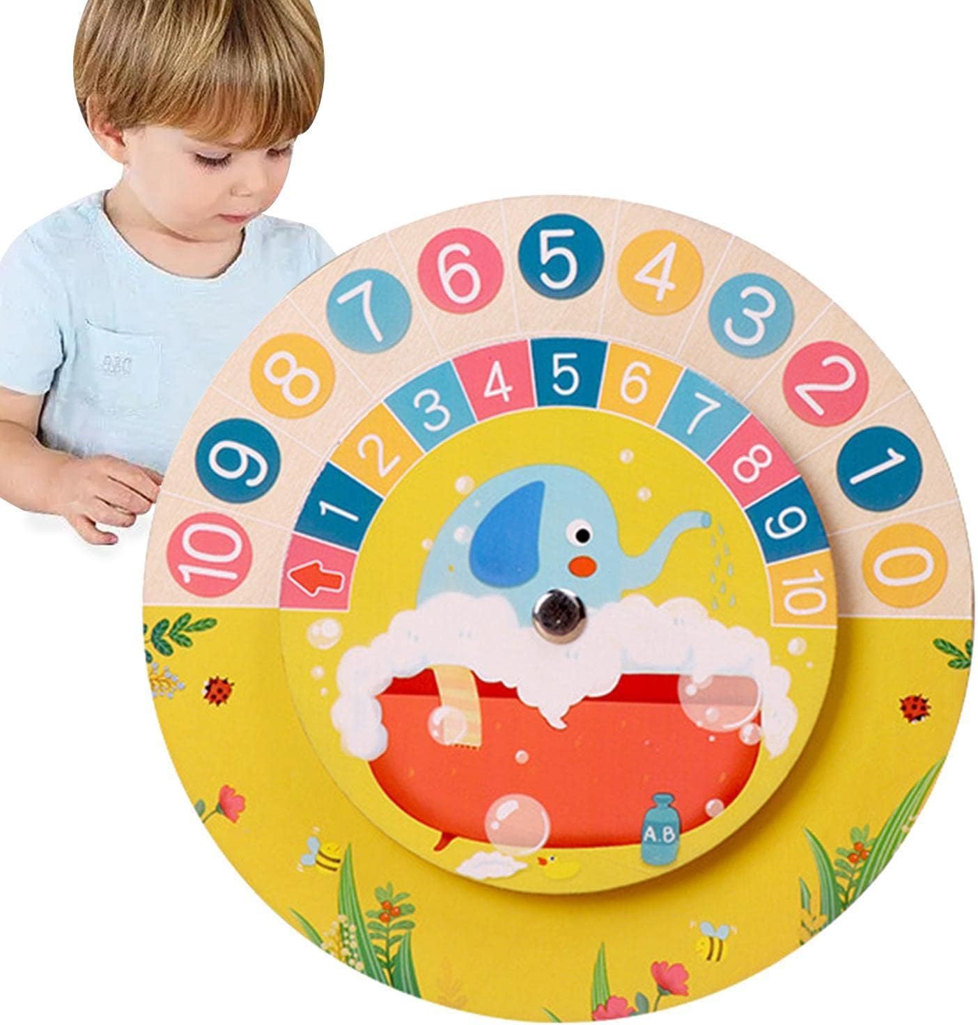 Fidtoy Horloge éducative Montessori double face en bois pour l'apprentissage de l'heure et des mathématiques pour enfants à partir de 3 ans