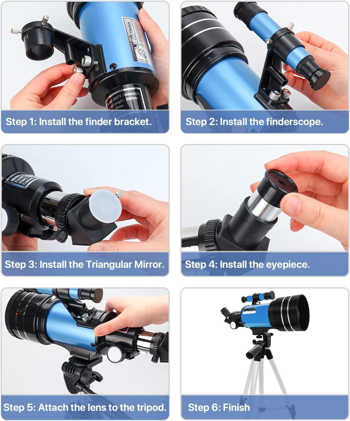 Télescope astronomique réfracteur Fidtoy 70 mm pour débutants
