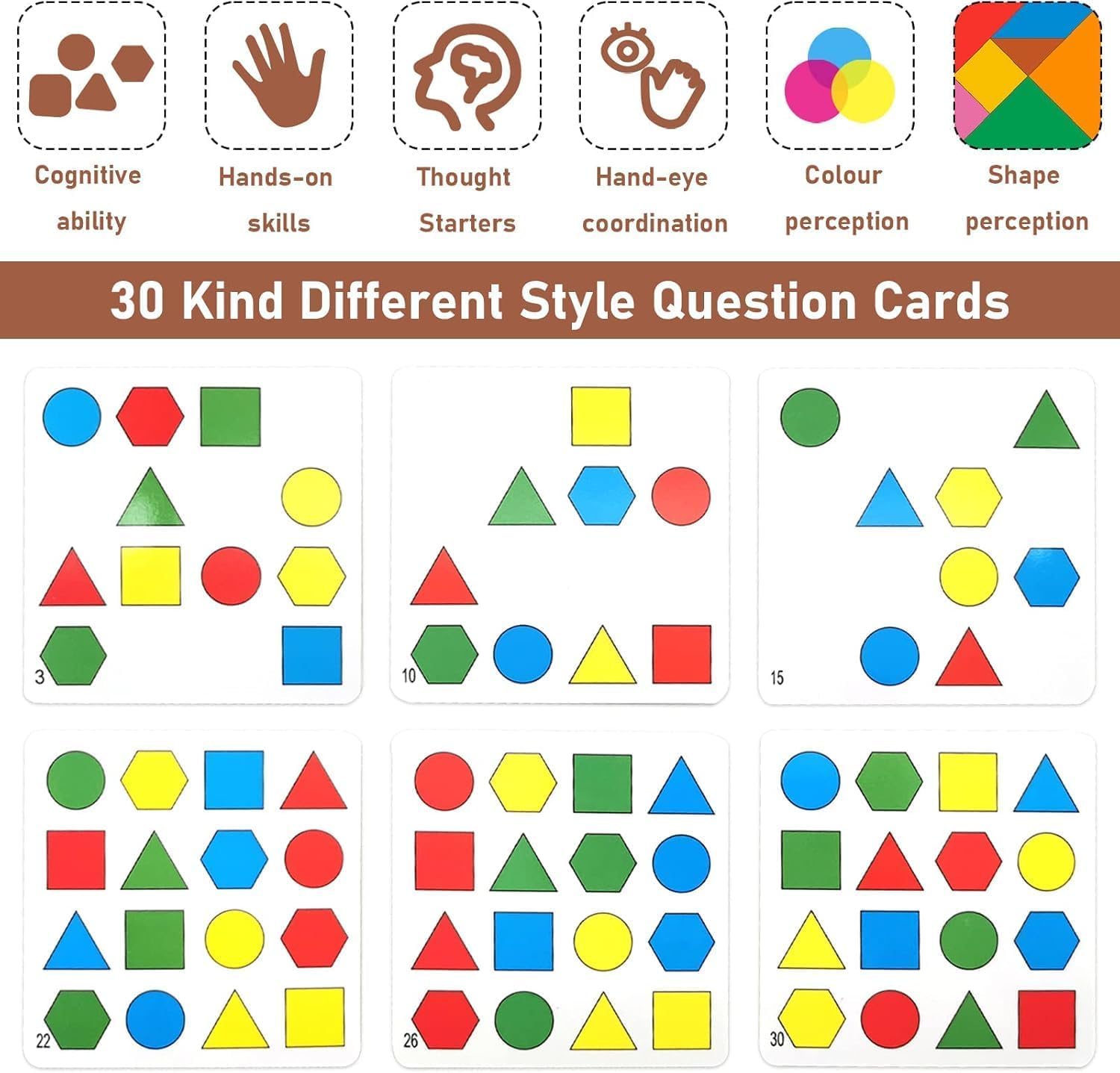 Fidtoy Jeu de société en bois pour enfants avec reconnaissance des couleurs et des formes