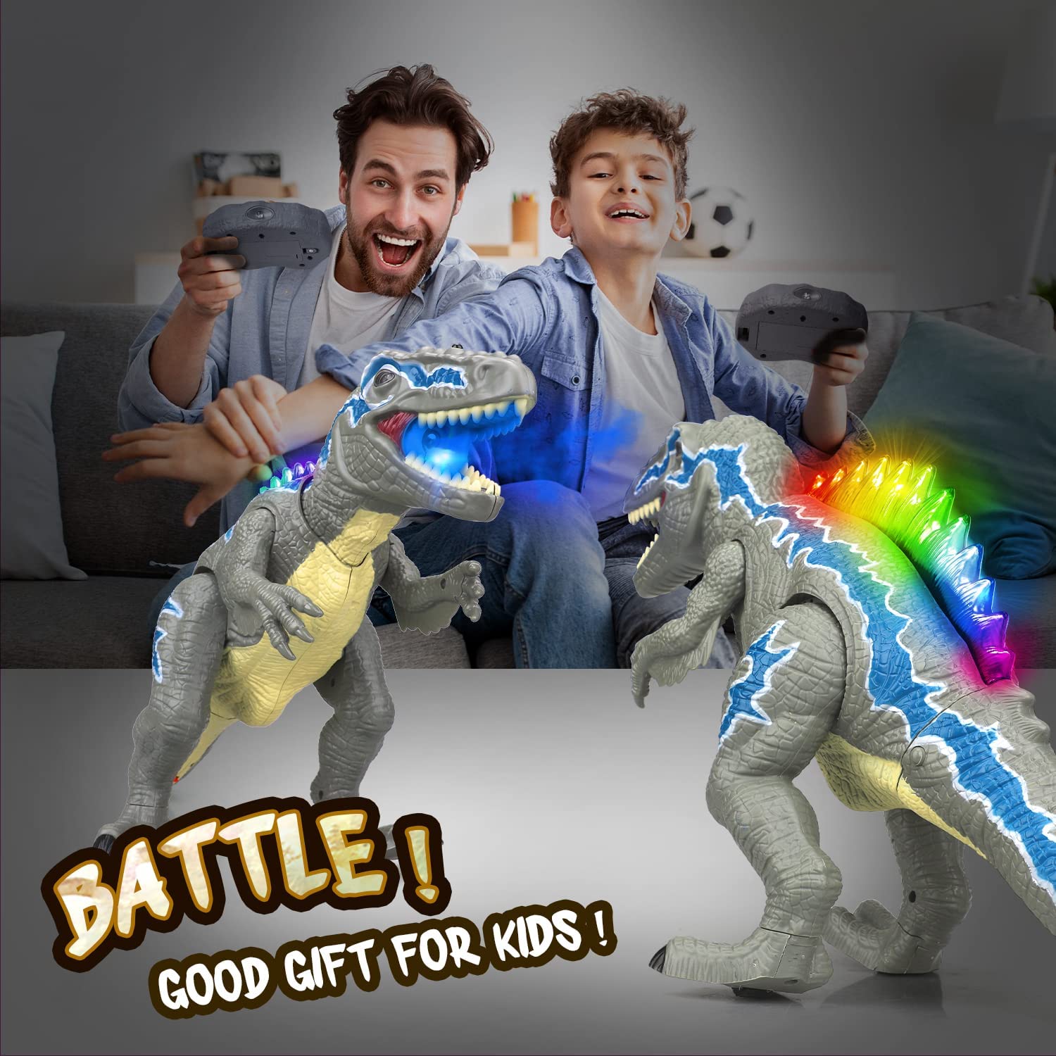 Fidtoy Remote Control Dinosaur Toy with Mist Spray for Kids