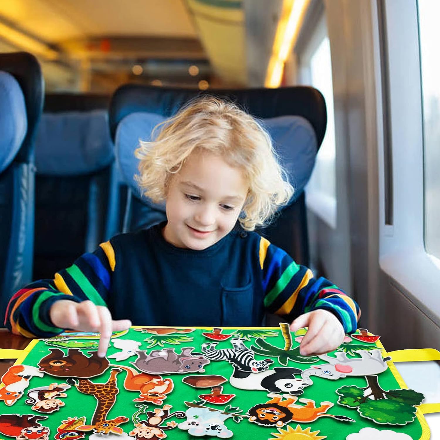 Craftstory Juego de historias de fieltro de animales de zoológico para niños pequeños, 32 piezas de historias de fieltro para aprendizaje preescolar, juguetes educativos de narración de cuentos, regalos para niños de 3 años en adelante