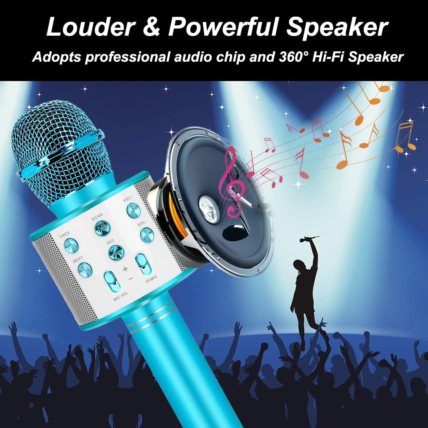 Microphone Karaoké sans Fil Bluetooth Fidtoy pour Enfants et Adultes