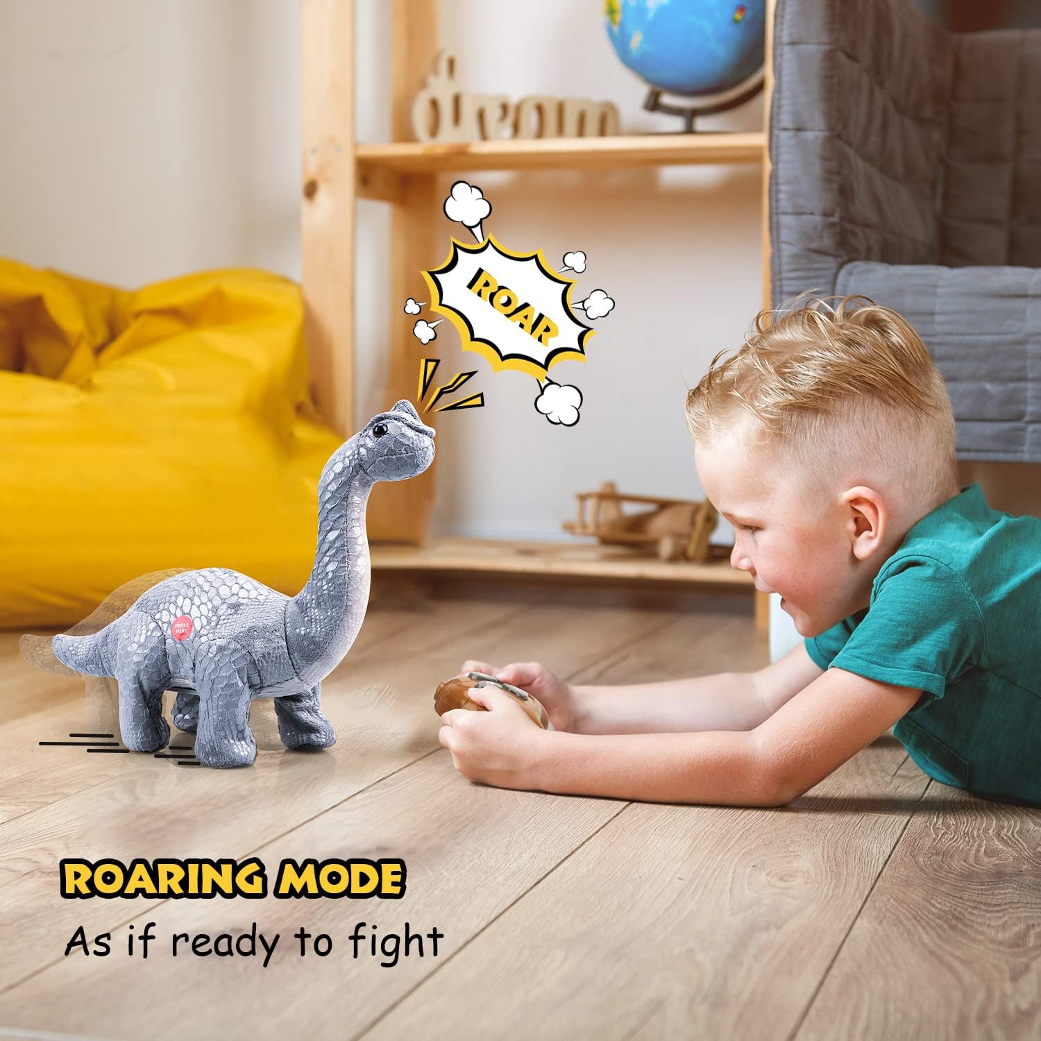 Fidtoy Plush Remote Control Dinosaur Toy with Talkback and Music