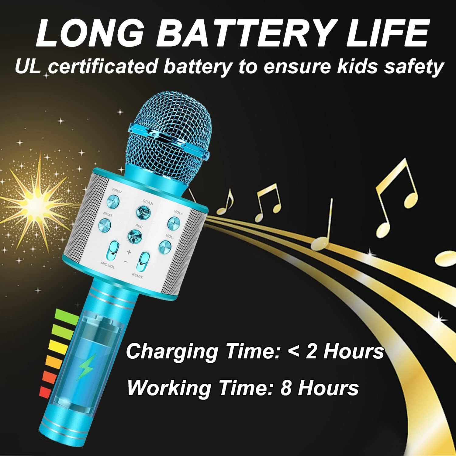 Microphone Karaoké sans Fil Bluetooth Fidtoy pour Enfants et Adultes