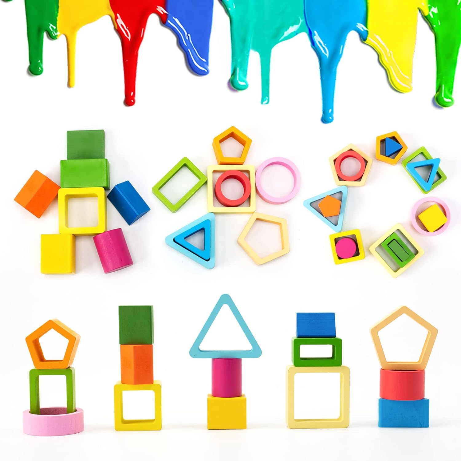 Juego de clasificación de formas de madera Fidtoy, juguete Montessori clasificador de formas para niños pequeños