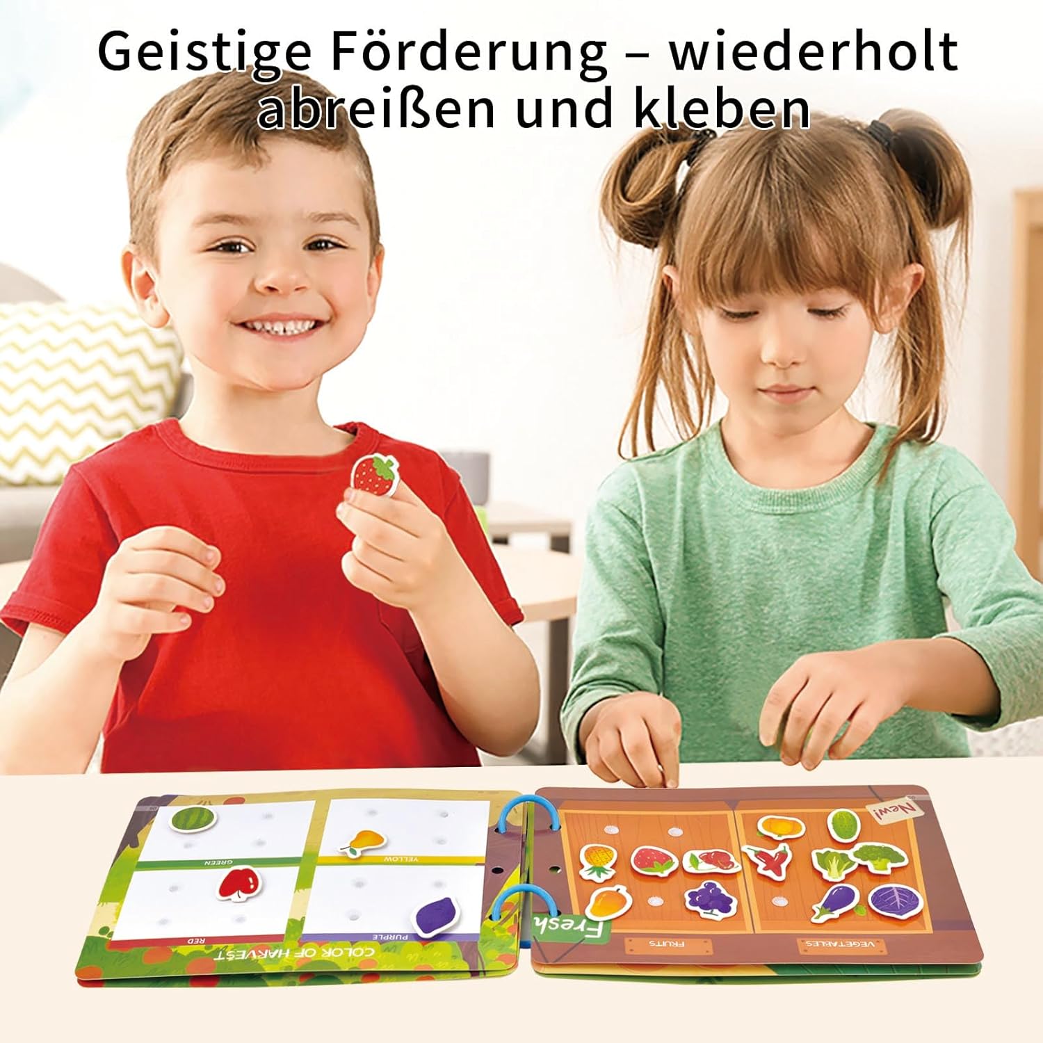 Fidtoy Montessori Quiet Book para niños pequeños, libro de actividades con pegatinas reutilizables, juguete de aprendizaje temprano, juguete de viaje silencioso, juguete para habilidades motoras finas, juguete para contar cuentos