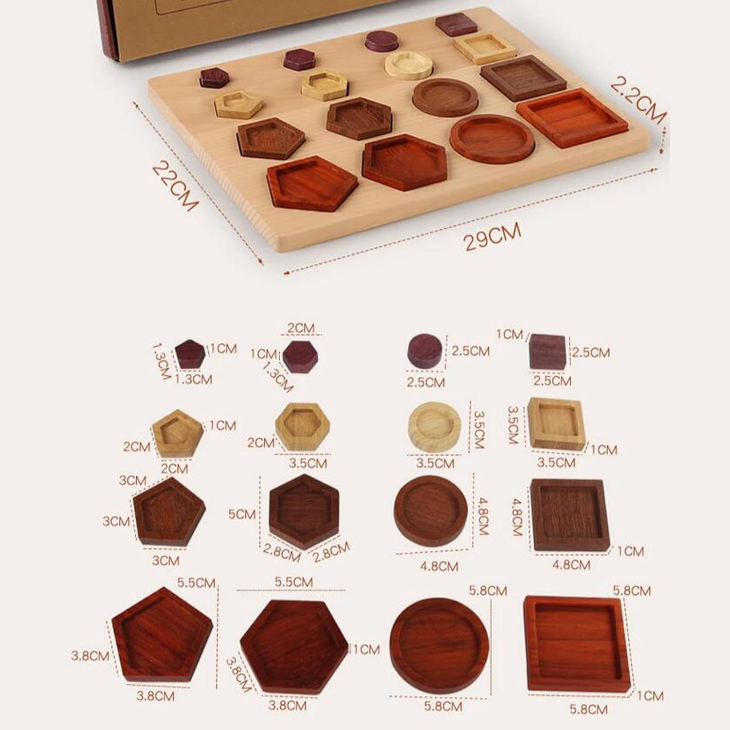 CALANDIS™ Rompecabezas de figuras geométricas de madera Juguetes Montessori para niños y niñas | Juguetes de desarrollo para bebés | Juguetes para bebés