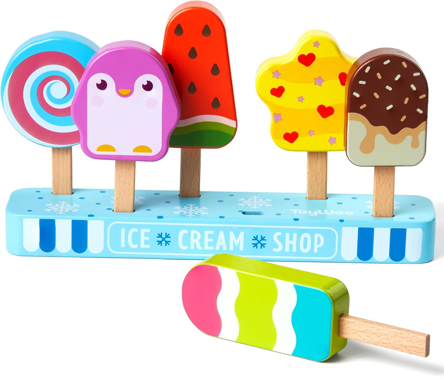 Fidtoy Wooden Ice Cream Set for Toddlers Pretend Play