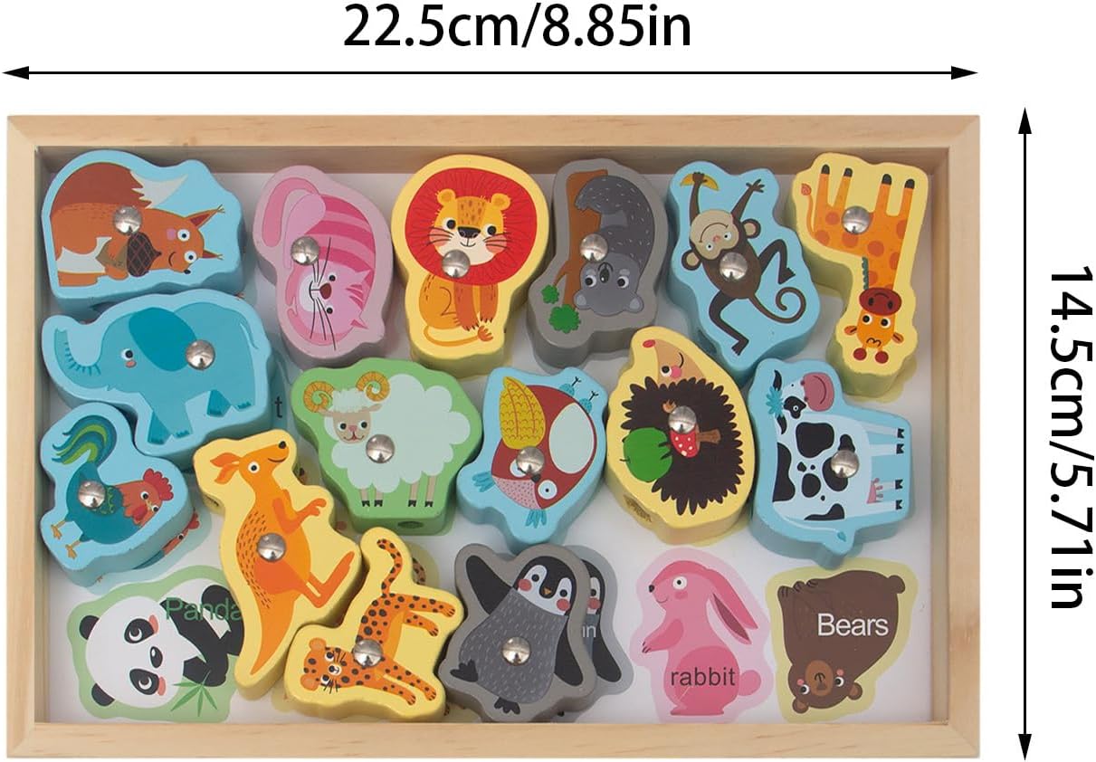 Juguetes de pesca de madera, juego de pesca magnético 2 en 1 seguro e inofensivo - Juego de pesca Montessori sin bordes afilados Regalo de cumpleaños de Navidad para niños y niñas Hiyoyo