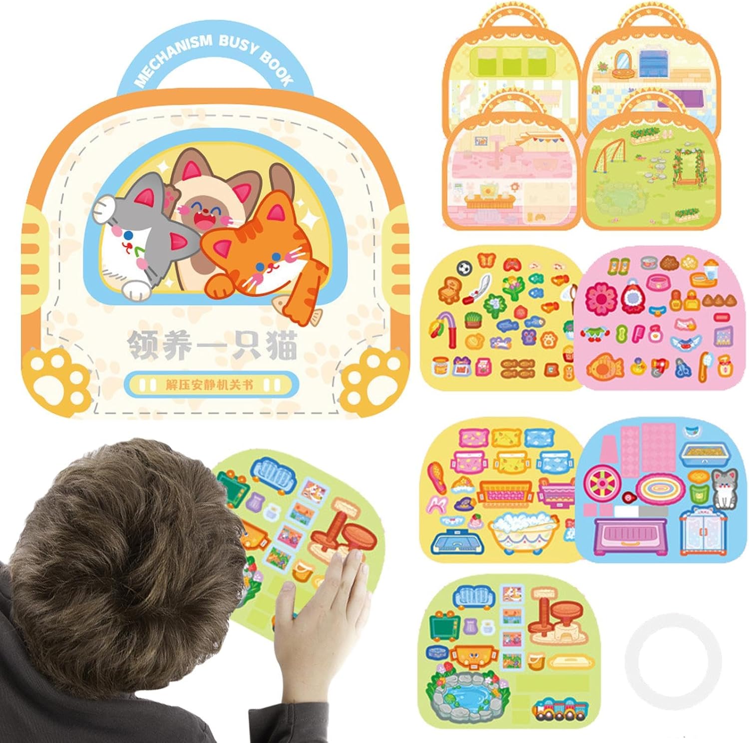 Books with gelatin stickers for children, books with gelatin stickers for children, Libtivo - Book with ambini co adhesive stickers for children aged 6 and up, books with reusable stickers, l