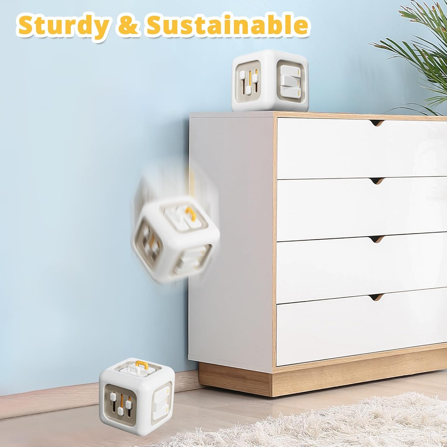 Fidtoy Montessori Busy Cube Jouet Sensoriel pour Tout-Petits Activité 6-en-1