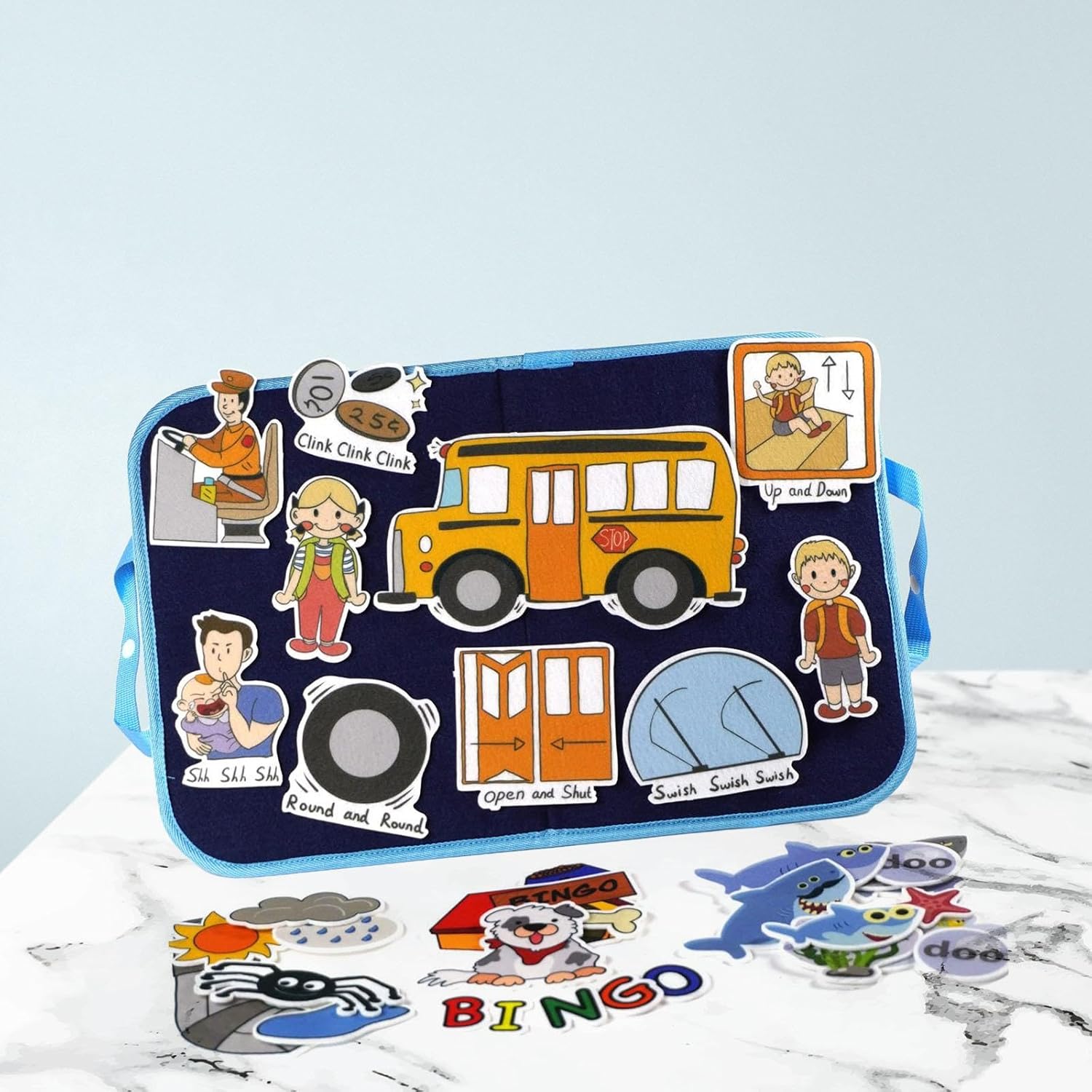 Montessori Portable Felt Story Board Sensory Fine Motor Skill Preschool Activity Interactive Valentine's Day Gifts p, bus